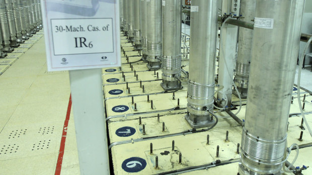 Centrifuge machines in the Natanz uranium enrichment facility in central Iran in 2019.
