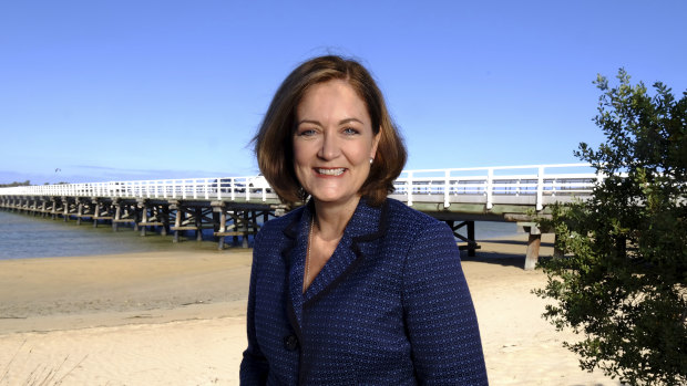 Liberal MP Sarah Henderson in her electorate in March this year.
