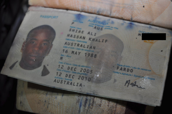 Shire Ali’s passport was found inside his burnt ute.