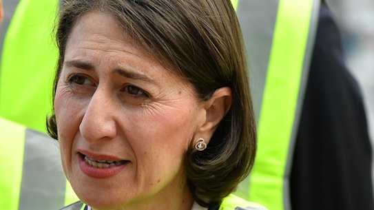 New South Wales Premier Gladys Berejiklian and Treasurer Dominic Perrottet during a visit to the Productivity Bootcamp in Construction at Nirimba Education Precinct, Quakers Hill, Sydney, Monday, February 25, 2019. (AAP Image/Dean Lewins) NO ARCHIVING