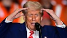 President Donald Trump speaks to a huge crowd of steelworkers at the US Steel Mon Valley Works-Irvin plant