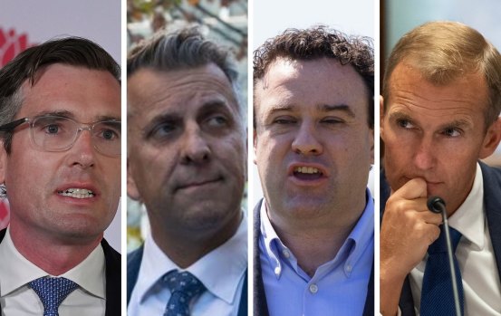 The contenders: Dominic Perrottet, Andrew Constance, Stuart Ayres and Andrew Constance