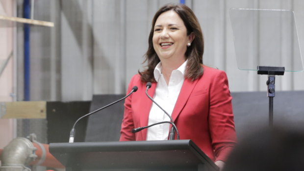 Ms Palaszczuk addresses the crowd in Beenleigh.