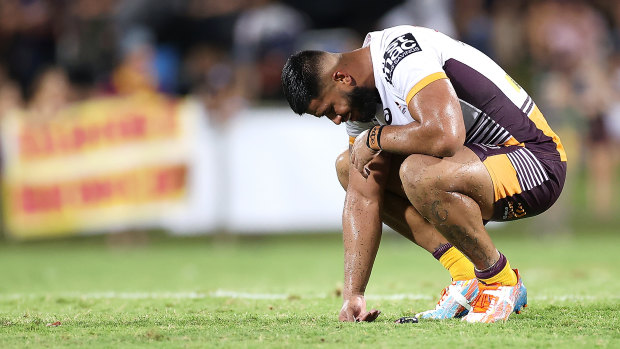 Payne Haas shows the effects of a tough week in Darwin.