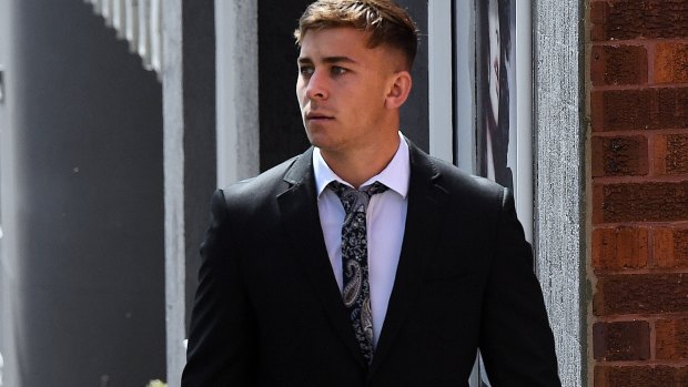 Callan Sinclair arrives at Wollongong Court on Thursday. 