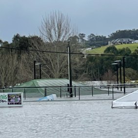 Flooding at Camden tennis courts.