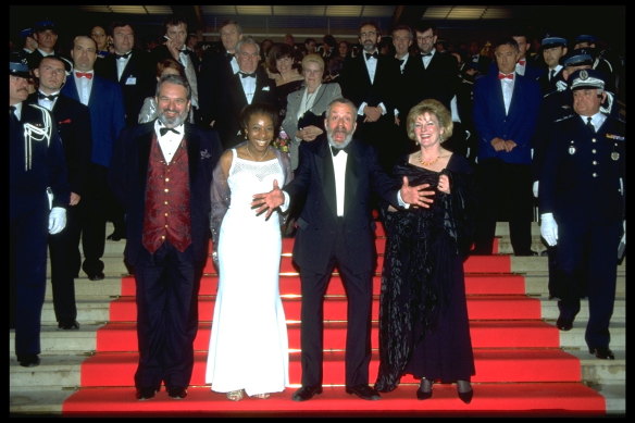 Director Mike Leigh (second right) and The Secret & Lies team on the red carpet at the Cannes Film Festival. Brenda Blethyn on the right.