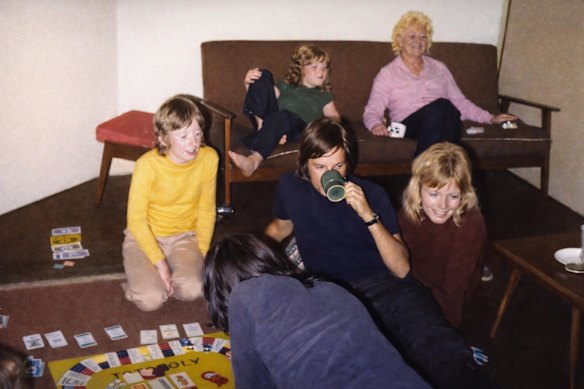 The author as a child (left, on couch) with family in the ’70s.