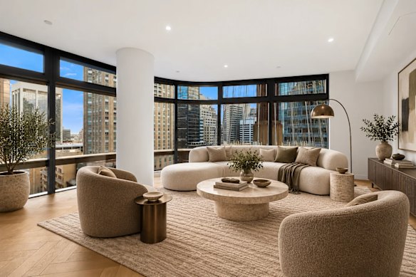 Angela Fleming, widow of supermarket tycoon Jim Fleming, has splashed millions on two units in the CBD. Pictured is an entirely different unit that’s available to rent.