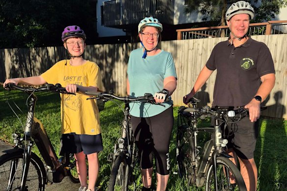 Brisbane residents Luke, 13, Rachel and Aaron Wray ride legal e-bikes and would face more restrictions under the proposed recommendations.