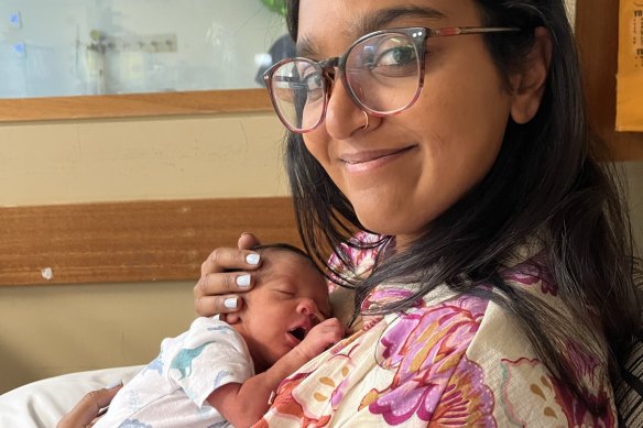 Zoya Patel and her son. 