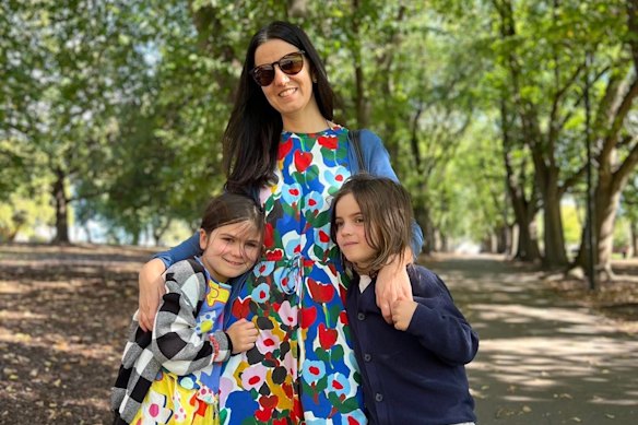 Orietta Guerrera and her children, Allegra and Dante, in Coburg. 