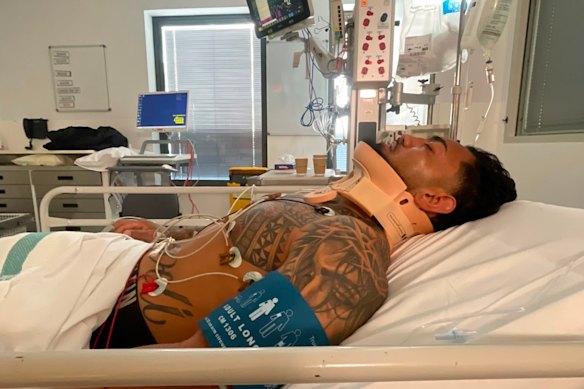 Warringah player Wes Thomas recovers in hospital after suffering a central cord syndrome neck injury.