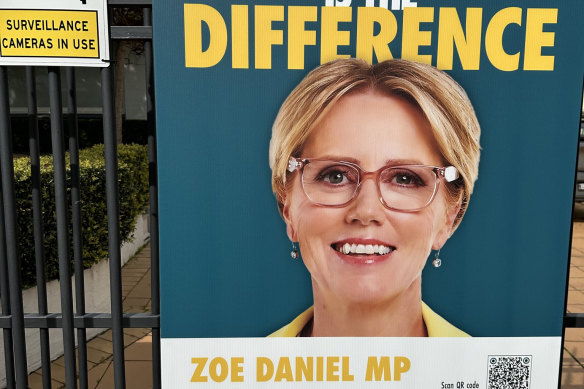 A corflute for independent Goldstein MP Zoe Daniel.