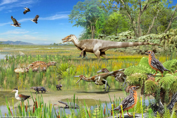 Yaklaşık 70 milyon yıl önce Kretase döneminde Güney Amerika'nın bazı bölgelerinde yaşayan etobur bir dinozor olan megaraptor fosilleri. 