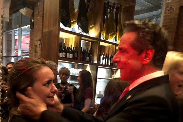 Anna Ruch has her face held by New York Governor Andrew Cuomo in an incident she described to The New York Times as uncomfortable and embarrassing.