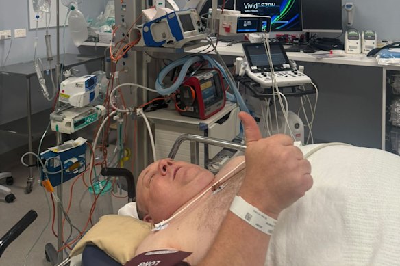 Chris Clancy, who was injured by the car that hit Knights supporters on Saturday morning, posted a picture of himself. The photo is used with his permission.