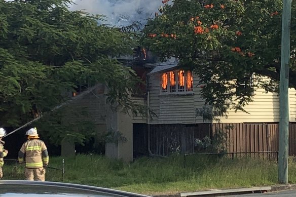 Fire crews were called to the house on Nudgee Road at Hamilton about 1.45pm on Sunday.
