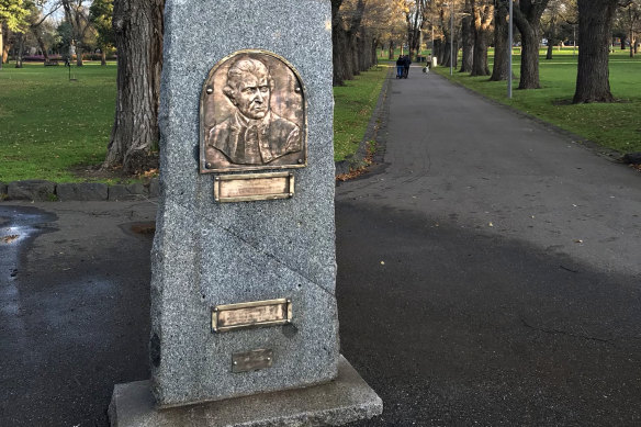 The monument after being cleaned following vandalism in 2020.