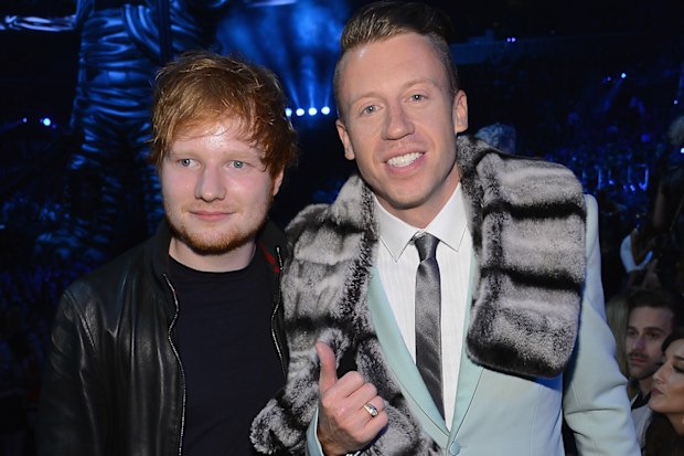 Ed Sheeran and Macklemore attend the 2013 MTV Video Music Awards at the Barclays Center on August 25, 2013 in the Brooklyn borough of New York City