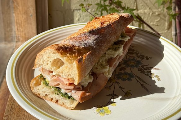 Field Day’s mortadella baguette.