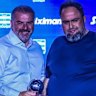 Ange Postecoglou and Evangelos Marinakis in July.