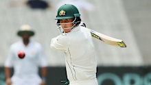 Nic Maddinson of Australia edges the ball through slips.