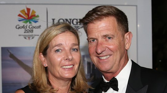 Katrina and Tim Worner on the eve of the 2018 Commonwealth Games on the Gold Coast.