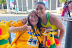 Michelle Jenneke and her late mum Nicky at the 2022 Commonwealth Games in Birmingham.