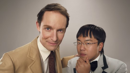 Guy Montgomery’s Guy Mont Spelling Bee - host Guy Montgomery (left) and sidekick Aaron Chen.