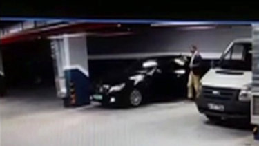 CCTV footage shows a man getting out of a vehicle seemingly with Saudi consulate plates, at an underground carpark in Istanbul.