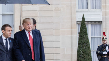 Trump is welcomed in Paris during the World War I commemorations.