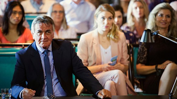 Barrie Cassidy playing himself in the ABC's political satire <i>The Ex-PM</i>.