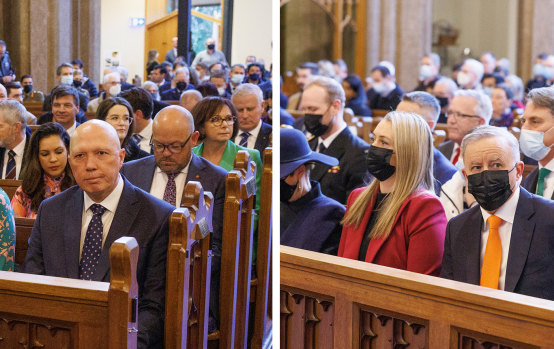There was a masked difference between the Coalition and the Labor side of the ecumenical service at St Andrew’s Presbyterian Church to mark the start of the 47th Parliament.