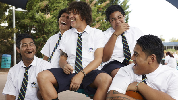 Chris Lilley, centre, as Jonah. 