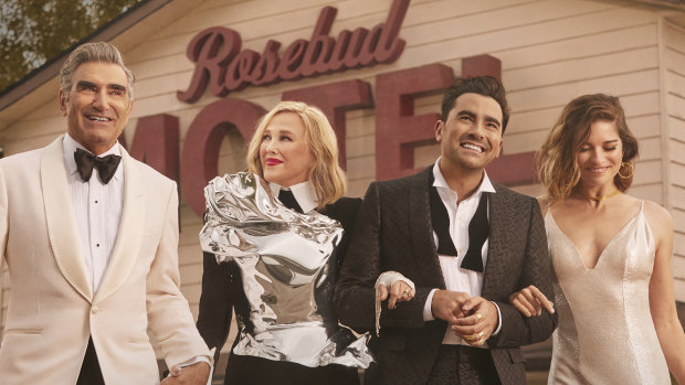 Everyone is a winner in Schitt's Creek: actors Eugene Levy, Catherine O'Hara, Dan Levy and Annie Murphy.