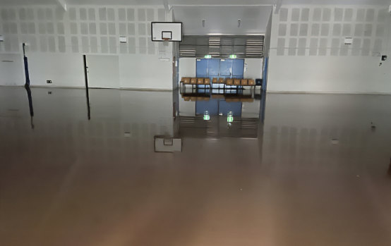 Mullumbimby High School’s gymnasium was completely inundated during the flood disaster of 2022.