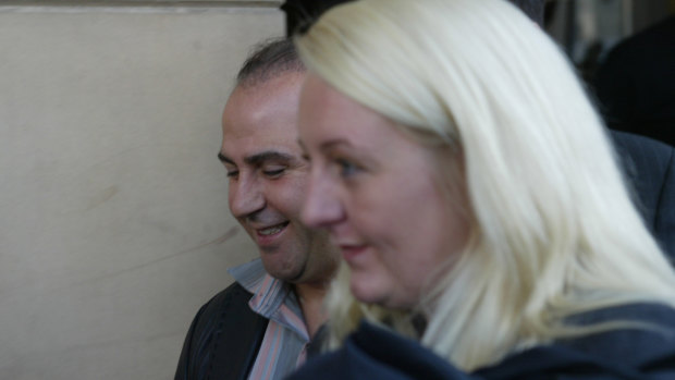 Tony Mokbel and Nicola Gobbo outside court in May 2004.