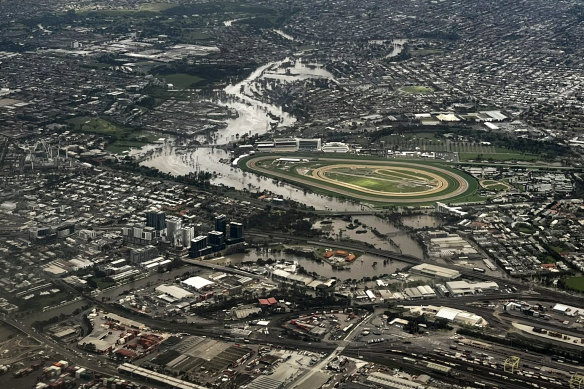 The Flemington Racecourse flood wall kept the track in perfect condition while streets and properties flooded nearby in 2022.