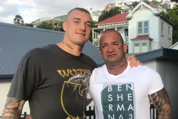 Richmond footballer Dustin Martin (left) with his father Shane Martin.