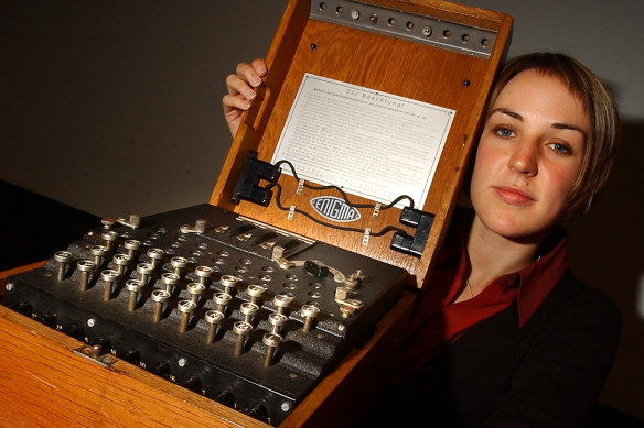 An Enigma code machine on display in 2013.