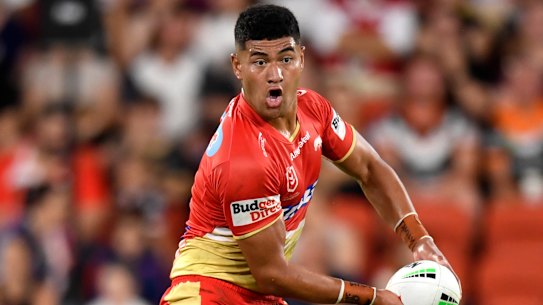 Isaiya Katoa in action for the Dolphins.