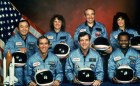 All members of the Challenger crew were killed when the shuttle exploded during launch. Front row from left: Michael J. Smith, Francis R. (Dick) Scobee, and Ronald E. McNair. Back row from left: Ellison Onizuka, Christa McAuliffe, Gregory Jarvis, and Judith Resnik.