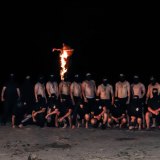 National Socialist Network members set fire to a cross during a visit to the Grampians National Park at the weekend.