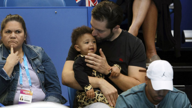 Olympia Williams and Alexis Ohanian at the Hopman Cup in Perth in January.