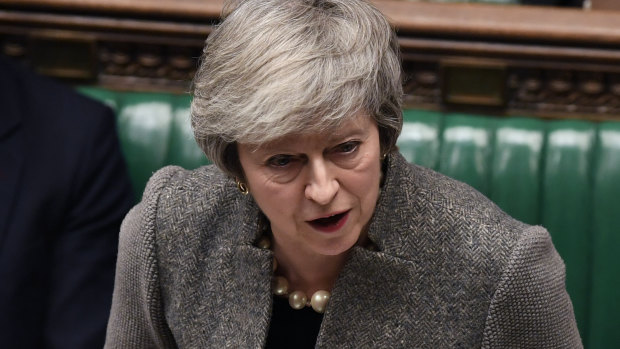 Britain's Prime Minister Theresa May delivers a speech in the House of Commons.