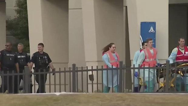 Emergency responders near the Naval Air Base Station in Pensacola on December 6, 2019. 