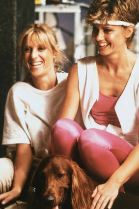 Fleur Thiemeyer on the set of the Physical video with Olivia Newton-John.