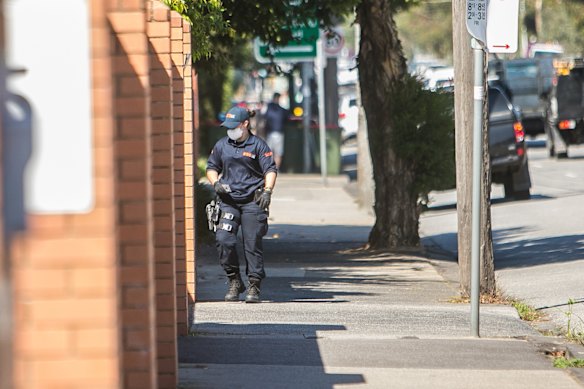 A school security guard on Wednesday.