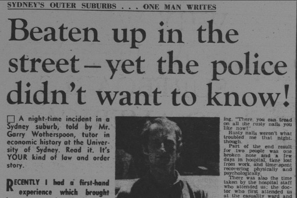 The Sunday Telegraph’s 1970 report of Wotherspoon’s bashing.